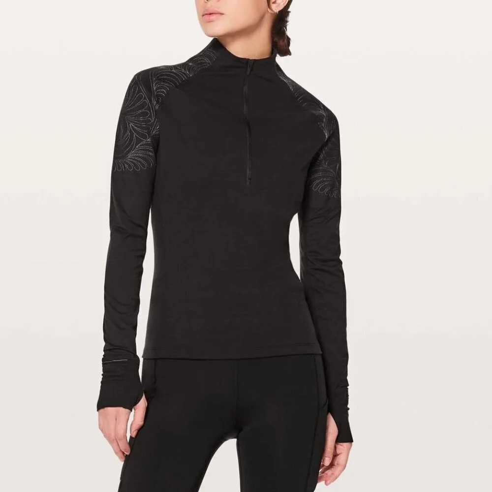 Lululemon Toasty Tech 1/2 Zip Pocket Hi-Neck Activewear Longsleeve Black Women 4